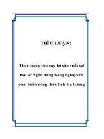 Thực trạng cho vay hộ sản xuất tại Hội sở Ngân hàng Nông nghiệp và phát triển nông thôn tỉnh Hà Giang