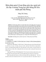 Biện pháp quản lý hoạt động giáo dục ngoài giờ lên lớp ở trường trung học phổ thông đồ sơn thành phố hải phòng