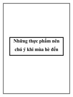 Tài liệu Những thực phẩm nên chú ý khi mùa hè đến ppt