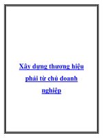 Tài liệu Xây dựng thương hiệu phải từ chủ doanh nghiệp.Thời gian gần đây, thị doc