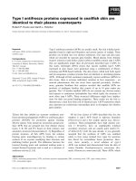 Tài liệu Báo cáo khoa học: Type I antifreeze proteins expressed in snailﬁsh skin are identical to their plasma counterparts doc