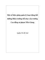 một số biện pháp quản lý hoạt động bồi dưỡng hiệu trưởng tiểu học của trường cao đẳng sư phạm tiền giang