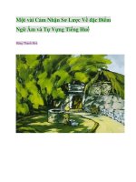 Tài liệu Một vài Cảm Nhận Sơ Lược Về đặc Điểm Ngữ Âm và Tự Vựng Tiếng Huế doc