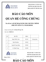 LẬP kế HOẠCH PR CHO CHƯƠNG TRÌNH KHUYẾN mãi của TIGER BEER