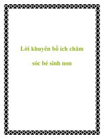 Tài liệu Lời khuyên bổ ích chăm sóc bé sinh non pptx