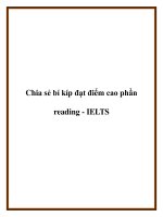 Tài liệu Chia sẻ bí kíp đạt điểm cao phần reading - IELTS doc