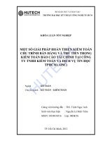 Một số giải pháp hoàn thiện kiểm toán chu trình bán hàng và thu tiền trong kiểm toán báo cáo tài chính tại Cty TNHH Kiểm toán & DV Tin học TP. HCM (AISC)