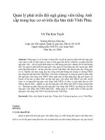Quản lý phát triển đội ngũ giảng viên tiếng anh cấp trung học cơ sở trên địa bàn tỉnh vĩnh phúc