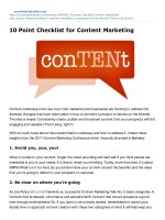 10 Point Checklist for Content Marketing