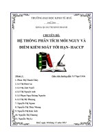 HỆ THỐNG PHÂN TÍCH mối NGUY VÀ điểm KIỂM SOÁT tới HẠN  HACCP