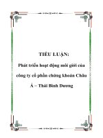 Phát triển hoạt động môi giới của công ty cổ phần chứng khoán Châu Á – Thái Bình Dương