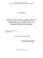 những yếu tố tác động đến tự đánh giá của sinh viên tại thành phố hồ chí minh