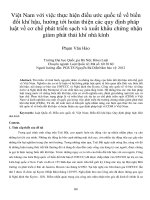 Việt nam với việc thực hiện điều ước quốc tế về biến đổi khí hậu, hướng tới hoàn thiện các quy định pháp luật về cơ chế phát triển sạch và xuất khẩu chứng nhận giảm phát thải khí nhà kính