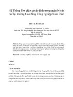Hệ thống trợ giúp quyết định trong quản lý cán bộ tại trường cao đẳng công nghiệp nam định