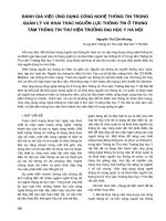 Tài liệu Đánh giá việc ứng dụng công nghệ thông tin trong quản lý và khai thác nguồn lực thông tin ở trung tâm thông tin thư viện trường Đại học Y Hà Nội pptx