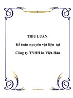 Tài liệu TIỂU LUẬN: Kế toán nguyên vật liệu tại Công ty TNHH in Việt-Hàn pptx
