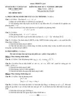 Tài liệu Đề kiểm tra học kỳ I môn toán lớp 12 - năm học 2010, 2011, 2012 - Sở giáo dục và đào tạo Thừa Thiên Huế doc