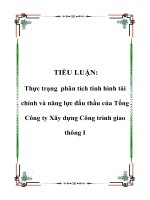 Thực trạng phân tích tình hình tài chính và năng lực đấu thầu của tổng công ty xây dựng công trình giao thông i