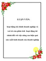 Tài liệu LUẬN VĂN: hoạt động tài chính doanh nghiệp và vai trò của phân tích hoạt động tài chính đối với việc nâng cao hiệu quả sản xuất kinh doanh của doanh nghiệp pdf