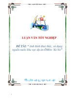 Tình hình khai thác, sử dụng nguồn nước khu vực dự án ÔMôn- Xà No