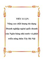Nâng cao chất lượng tín dụng Doanh nghiệp ngòai quốc doanh của Ngân hàng nhà nước và phát triển nông thôn Tây Hà Nội