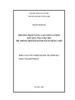 phương pháp nâng cao chất lượng kết quả trả lời cho hệ thống hỏi đáp danh sách tiếng việt