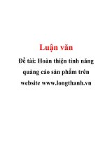Tài liệu Đề tài: Hoàn thiện tính năng quảng cáo sản phẩm trên website www.longthanh.vn ppt