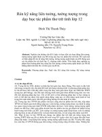 Rèn kỹ năng liên tưởng, tưởng tượng trong dạy học tác phẩm thơ trữ tình lớp 12