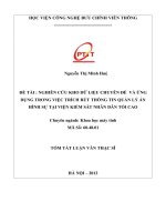 Nghiên cứu kho dữ liệu chuyên đề và ứng dụng trong việc trích rút thông tin quản lý án hình sự tại viện kiểm sát nhân dân tối cao