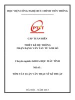 Thiết kế hệ thống nhận dạng vân tay từ ảnh số