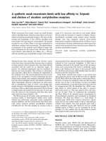 Tài liệu Báo cáo khoa học: A synthetic weak neurotoxin binds with low afﬁnity to Torpedo and chicken a7 nicotinic acetylcholine receptors docx