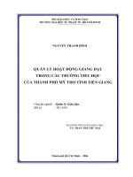quản lý hoạt động giảng dạy trong các trường tiểu học của thành phố mỹ tho tỉnh tiền giang