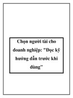 Tài liệu Chọn người tài cho doanh nghiệp: Đọc kỹ hướng dẫn trước khi dùng doc