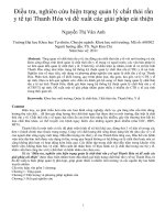 Điều tra, nghiên cứu hiện trạng quản lý chất thải rắn y tế tại thanh hóa và đề xuất các giải pháp cải thiện