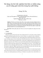 Sử dụng câu hỏi trắc nghiệm hóa hữu cơ nhằm nâng cao kĩ năng giải toán hóa trung học phổ thông
