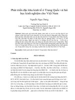 Phát triển đặc khu kinh tế ở trung quốc và bài học kinh nghiệm cho việt nam