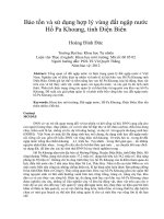 Bảo tồn và sử dụng hợp lý vùng đất ngập nước hồ pa khoang, tỉnh điện biên