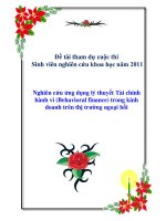 BCKH nghiên cứu ứng dụng lý thuyết tài chính hành vi (behavioral finance) trong kinh doanh trên thị trường ngoại hố