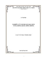 NGHIÊN CỨU ĐÁNH GIÁ HẠN HÁN VÙNG ĐỒNG BẰNG SÔNG HỒNG