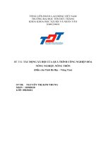 Tài liệu ĐỀ TÀI: TÁC ĐỘNG XÃ HỘI CỦA QUÁ TRÌNH CÔNG NGHIỆP HÓA NÔNG NGHIỆP, NÔNG THÔN potx