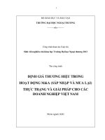 định giá thương hiệu trong hoạt động m&a (sáp nhập và mua lại) thực trạng và giái pháp cho các doanh nghiệp việt nam
