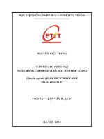 Văn hóa tổ chức tại ngân hàng chính sách xã hội tỉnh bắc giang