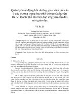 Quản lý hoạt động bồi dưỡng giáo viên cốt cán ở các trường trung học phổ thông của huyện ba vì thành phố hà nội đáp ứng yêu cầu đổi mới giáo dục