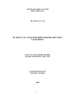 sử dụng các loại sinh khối artemia để ương lươn đồng