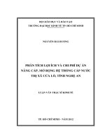 Phân tích lợi ích và chi phí của Dự án nâng cấp, mở rộng hệ thống cấp nước Thị xã Cửa Lò, Tỉnh Nghệ An