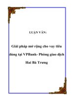 Giải pháp mở rộng cho vay tiêu dùng tại VPBank- Phòng giao dịch Hai Bà Trưng