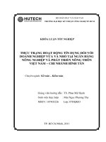 thực trạng cho vay đối với doanh nghiệp vừa và nhỏ tại ngân hàng nông nghiệp và phát triển nông thôn việt nam - chi nhánh bình tân