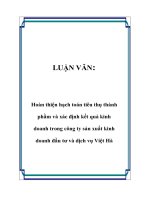 Tài liệu LUẬN VĂN: Hoàn thiện hạch toán tiêu thụ thành phầm và xác định kết quả kinh doanh trong công ty sản xuất kinh doanh đầu tư và dịch vụ Việt Hà pdf