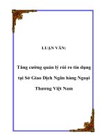 Tăng cường quản lý rủi ro tín dụng tại Sở Giao Dịch NH Ngoại Thương VN
