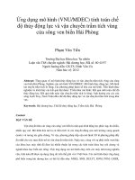 Ứng dụng mô hình (VNU MDEC) tính toán chế độ thủy động lực và vận chuyển trầm tích vùng cửa sông ven biển hải phòng